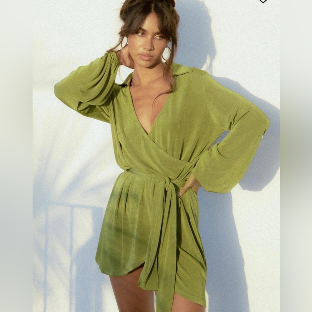 Princess Polly green tie dress